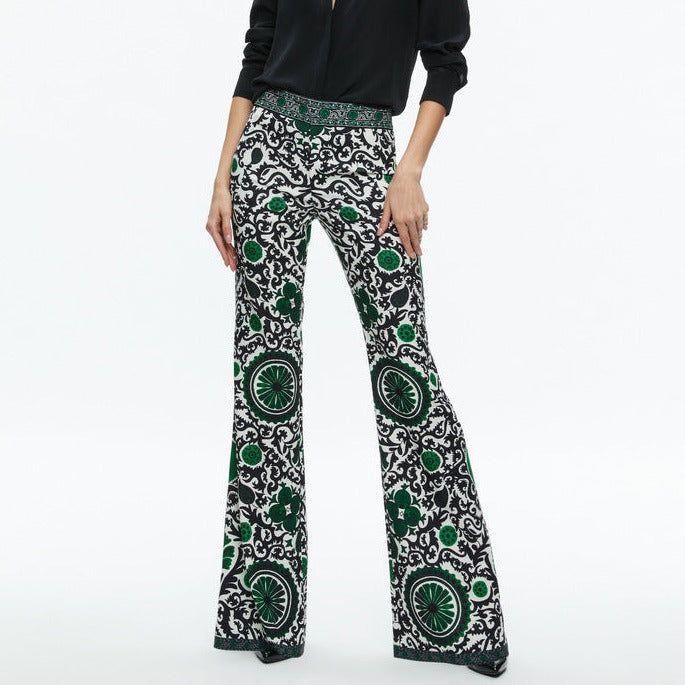 Andrew High Waisted Bootcut Slim Pant in Monarch Light Emerald from Alice and Olivia   