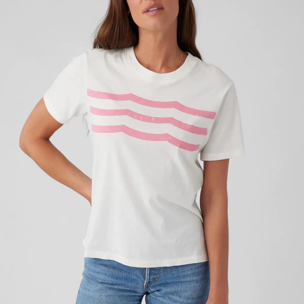 Punk Waves Crew Tee Shirt in White from Sol Angeles    Made With 100% Cotton