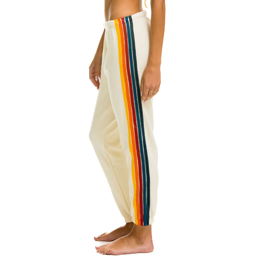 5 Stripe Sweatpants | Vintage White + Retro Rainbow