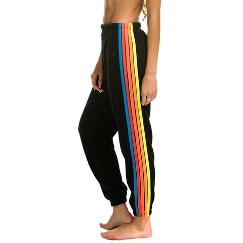5 Stripe Sweatpants | Heather Navy + Neon Stripe