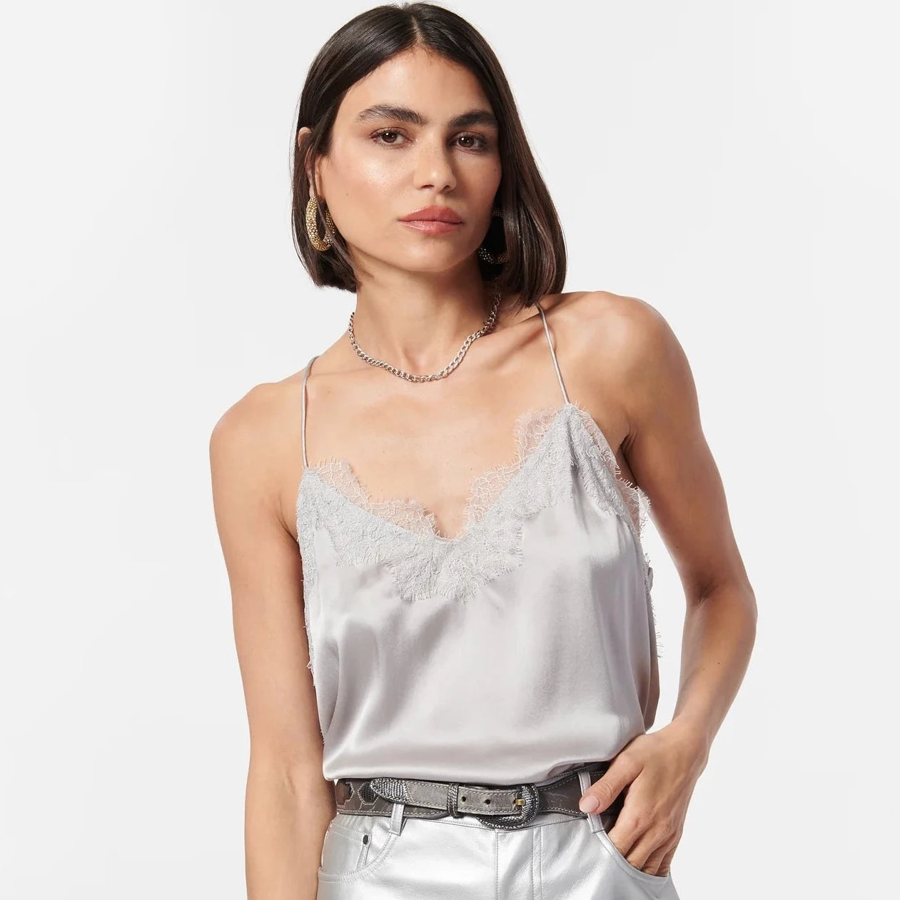 Racer Charmeuse Cami  Quill Silver – Sea + Wander