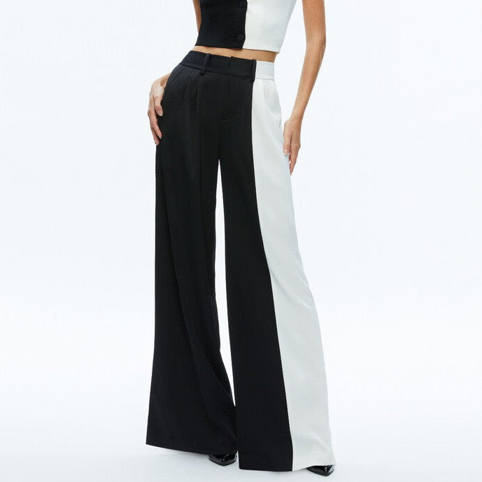 Pompey Color Block Pant in Black and White from Alice and Olivia 