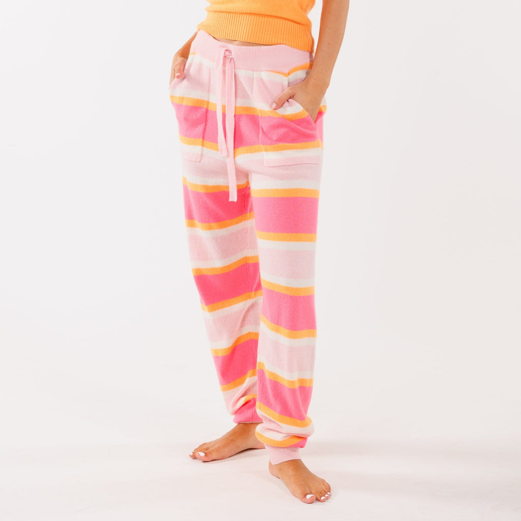 Vic Stripe Clara Cashmere Jogger Pants in Candy Stripe from Colorush.