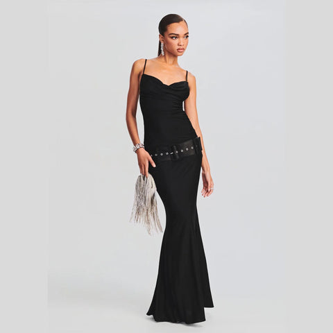 Valda Embellished Strap Dress | Black