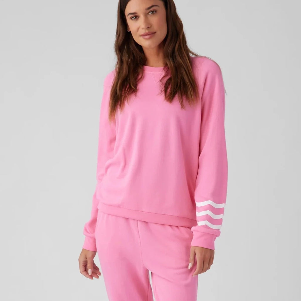 Coastal Waves Pullover in Pink from Sol Angeles     50% Cotton, 50% Modal