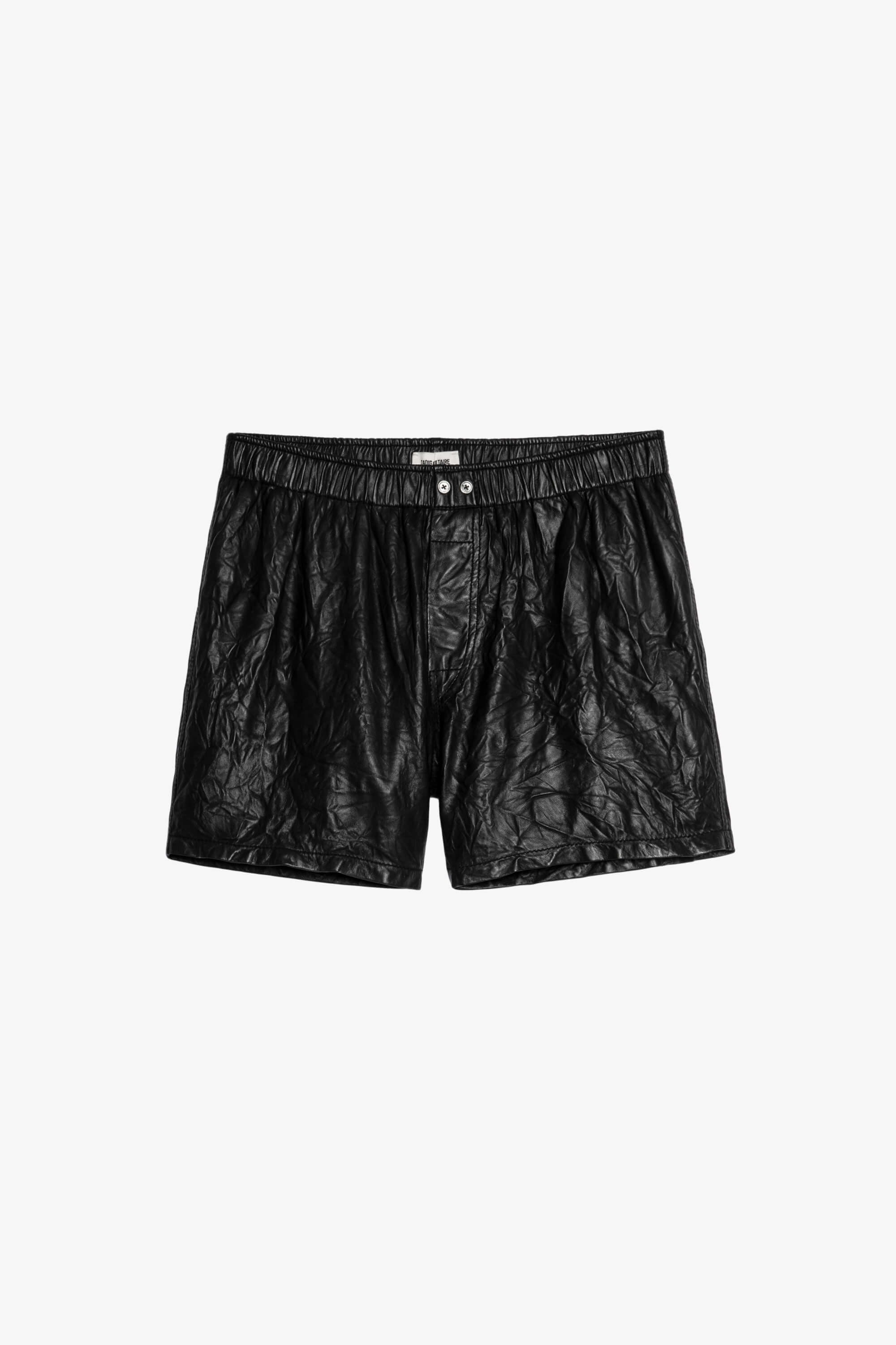 Pax Crinkled Leather Shorts | Black
