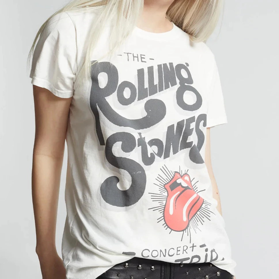 Rolling Stones Tee Shirt  with Tattoo You logo in Pearl White from Recycled Karma