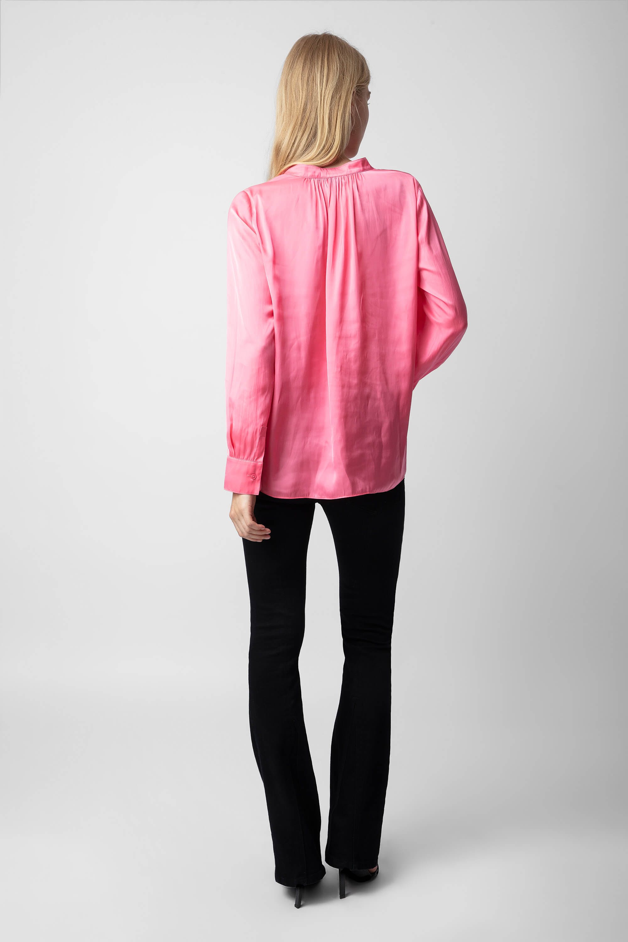 Tink Satin Long Sleeve Shirt | Rubber Pink