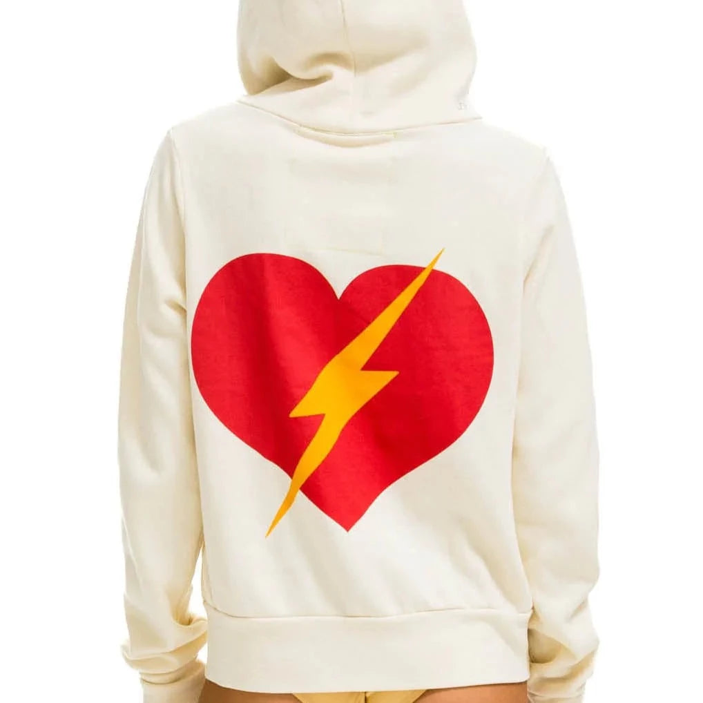 Bolt Heart Zip Hoodie in Vintage White from Aviator Nation