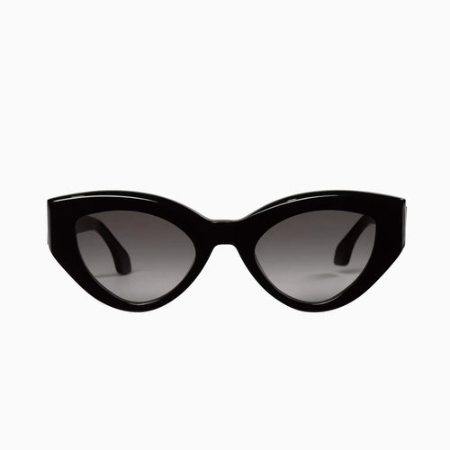 Bones Sunglasses | Gloss Black with Silver Metal Trim + Black Gradient Lens