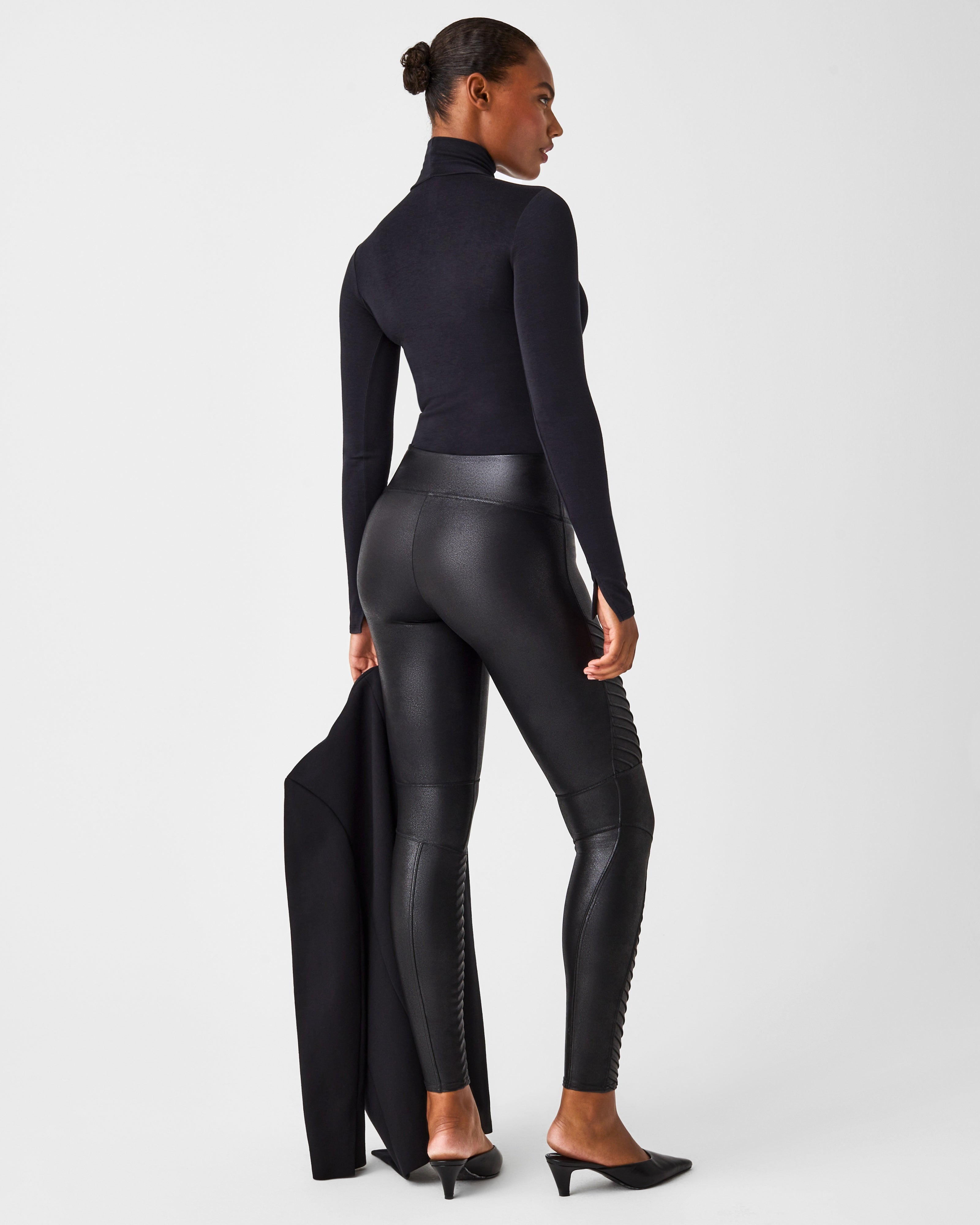 Faux Leather Moto Leggings Black – Sea Wander - Main Image