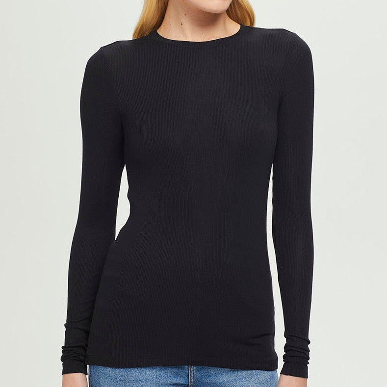    Ribbed Long Sleeve Top in Black from Goldie. 