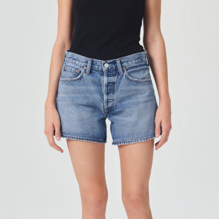 The Parker Long Denim Shorts in Organic Occurrence from Agolde. 