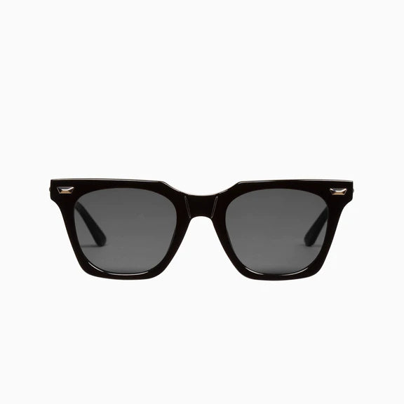 The Prisoner Sunglasses in Gloss Black with Silver Metal Trim + Black Lens