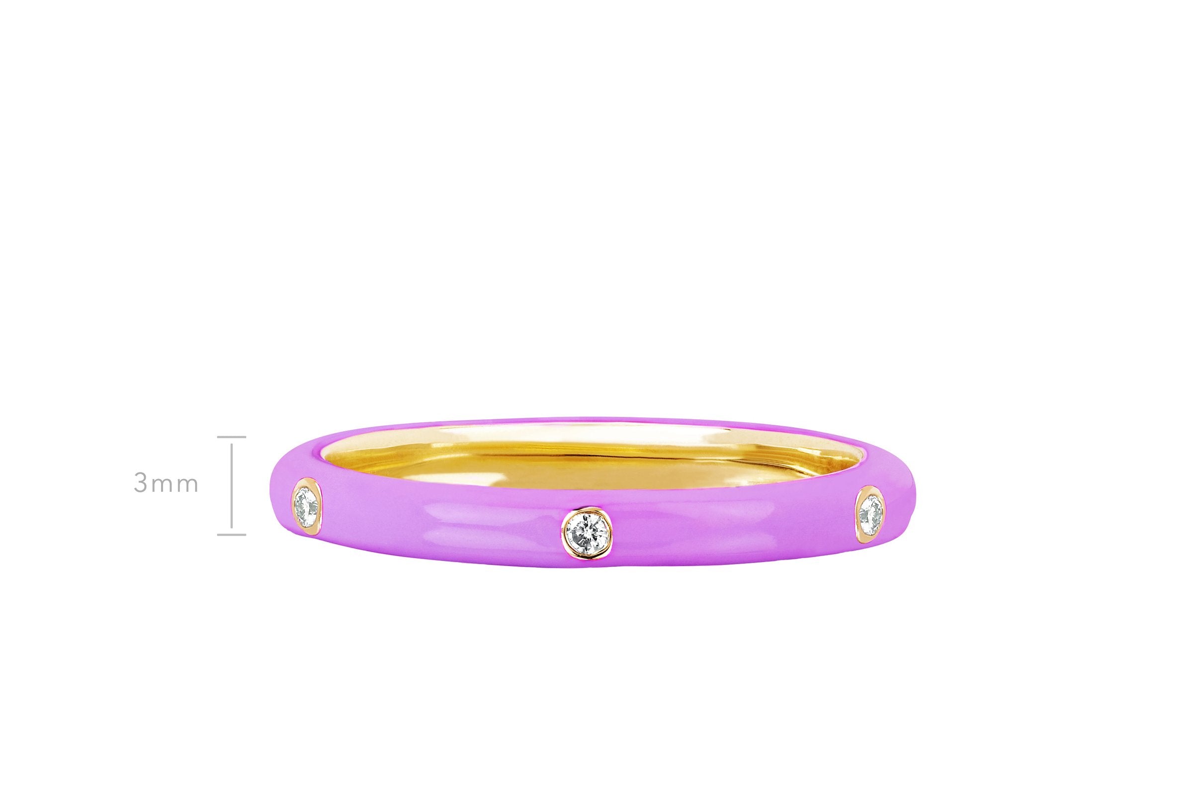 3 Diamond Enamel Ring | Lavender | Size 6.5