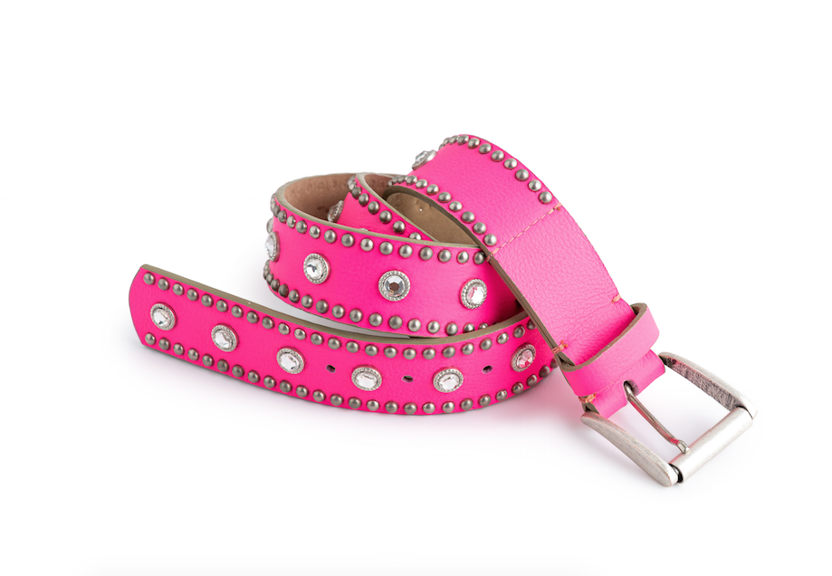 Rhinestone Studded Belt | Bright Pink