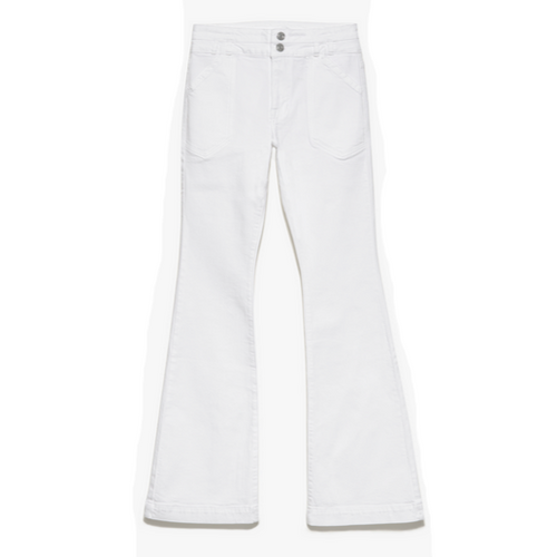 FRAME I Double Button Pocket Flare Pants | White