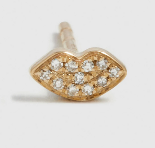 14KY Mini Diamond Smooch Lips Stud Earring | SINGLE