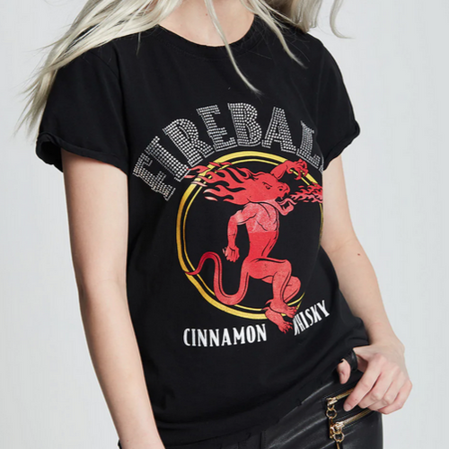 Fireball Crystal Tee Shirt | Black