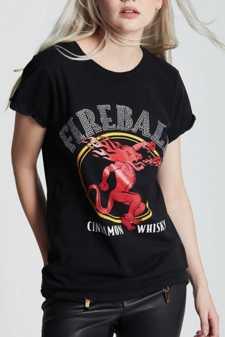 Fireball Crystal Tee Shirt | Black