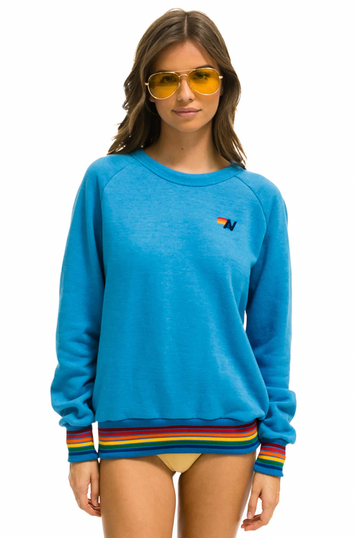 Rainbow Rib Crew Sweatshirt | Ocean Blue