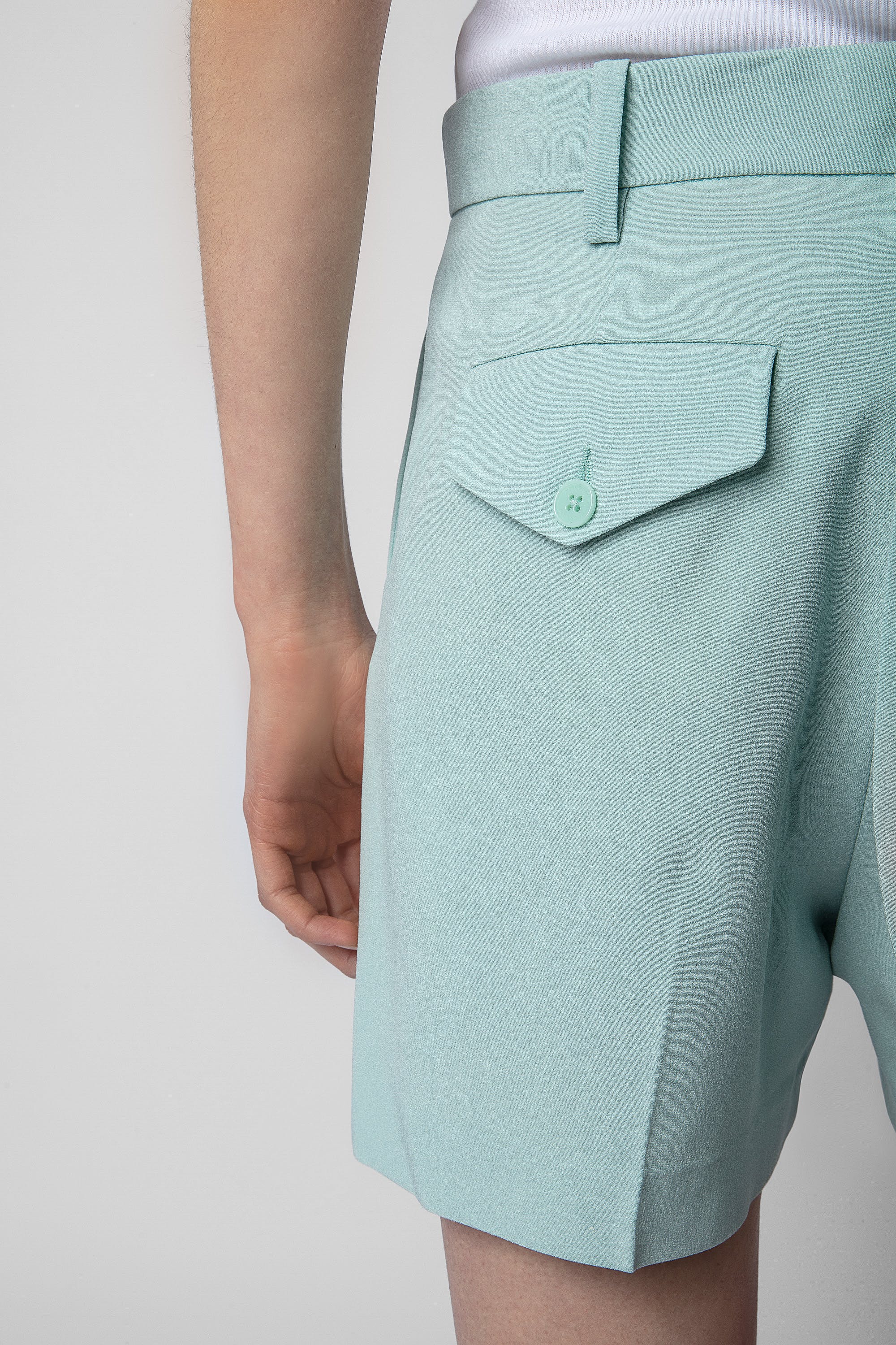 Please Crepe Shorts | Celadon Blue