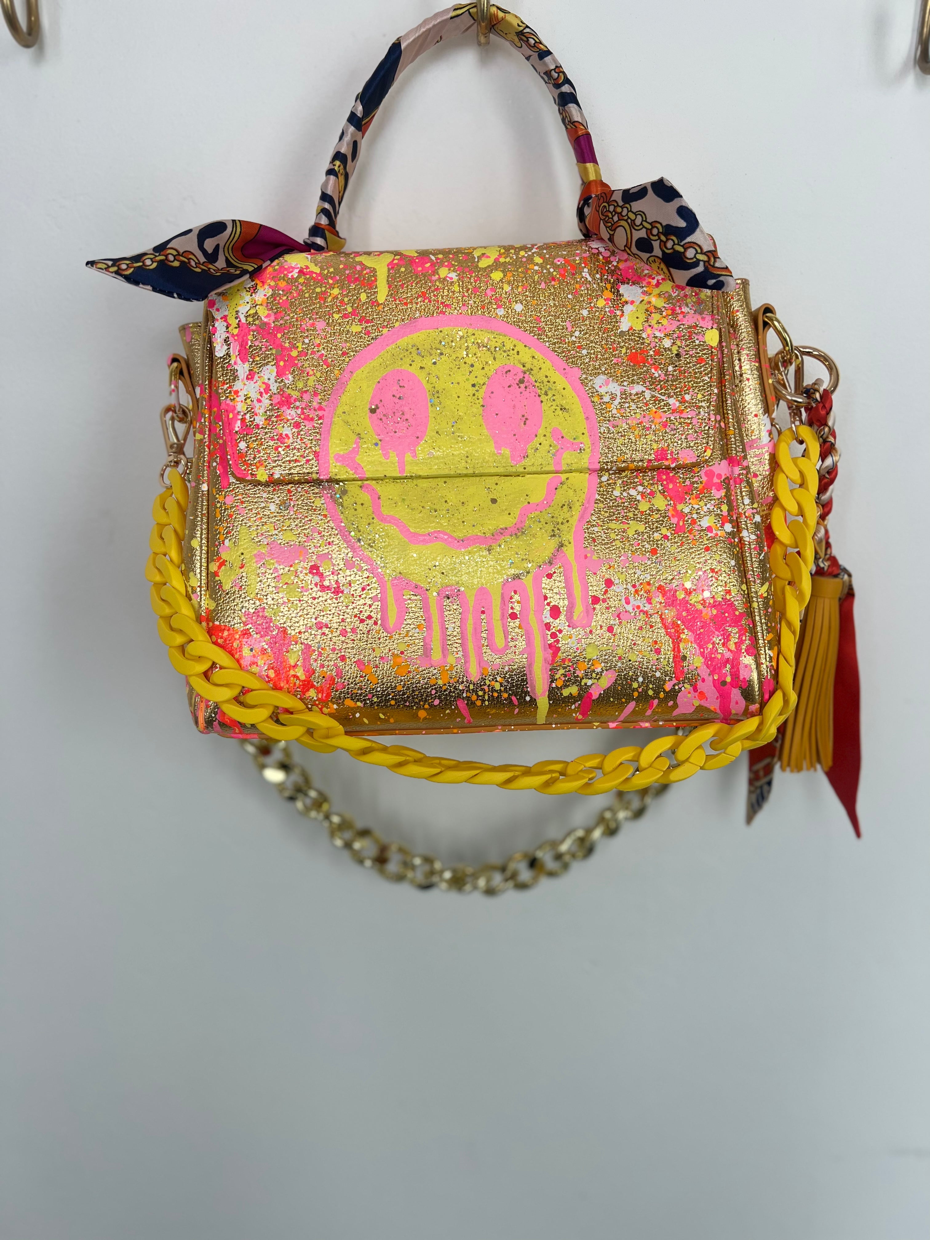 Gold Happy Face Vicky Bag