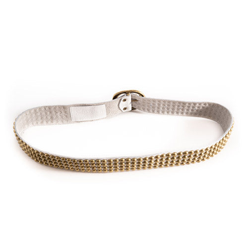 Gold Studded Belt | White